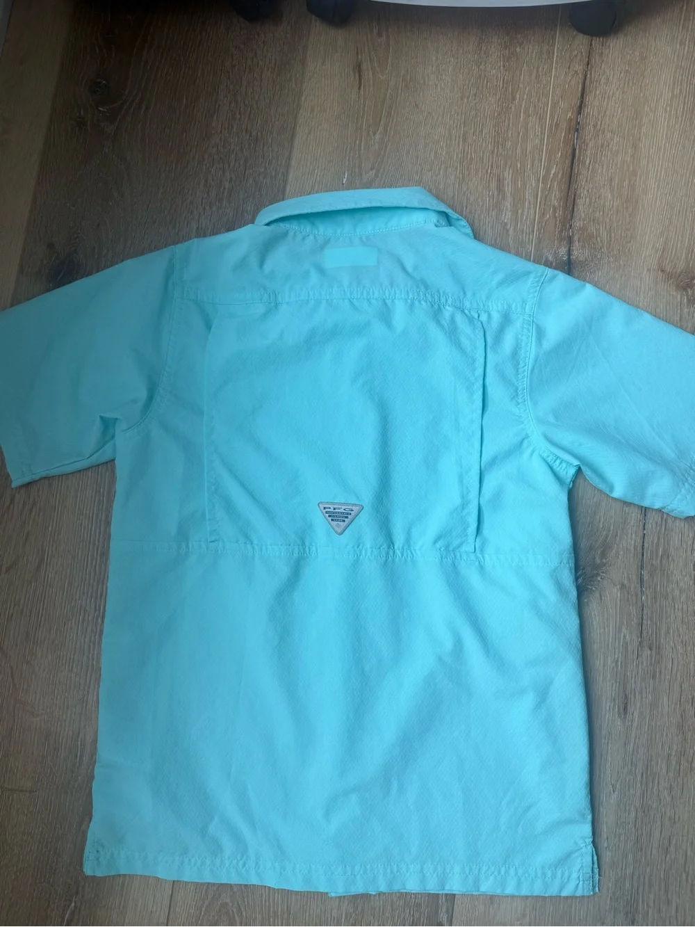 Columbia Boys' Short-Sleeve Button-Down Shirt in Aqua Turquoise